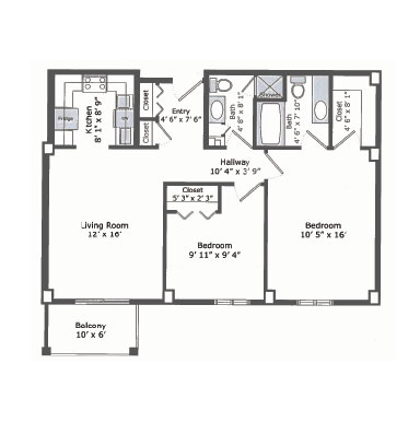 Two bedroom apartment floor plan | Presbyterian Village Austell